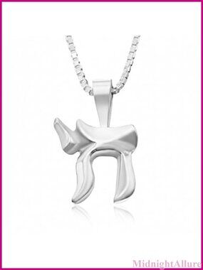 Sterling Silver 925 Chai Pendant Necklace Hebrew Symbol Life Unisex 18"